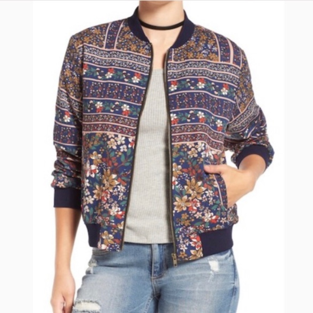 Anthropologie Elodie Floral Bomber Jacket